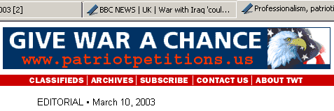 The Washington Times Give war a chance